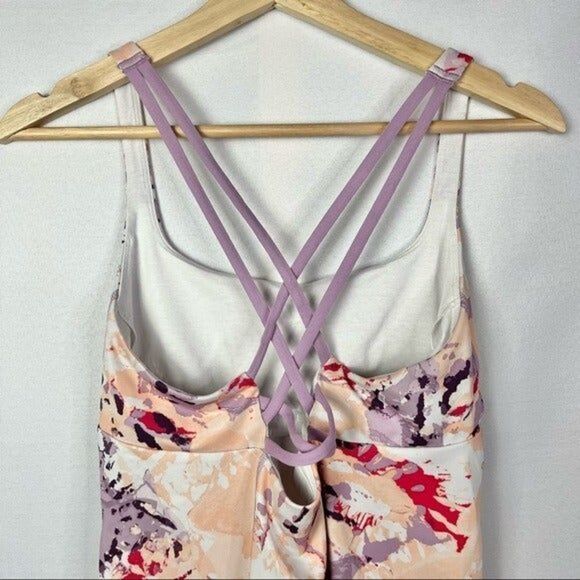 Lucy Purple & Pink Watercolor Cross Back Athletic Tank Top M - Picture 3 of 5